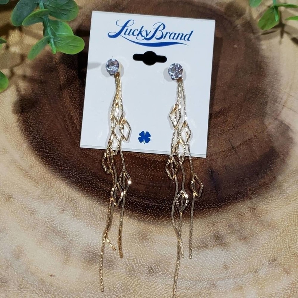 Lucky brand gold tone‎ jeweled earrings